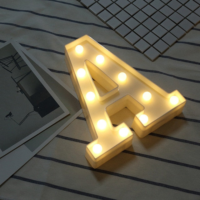 Luminous LED Letter Night Light Creative 26 English Alphabet Number Battery Lamp Romantic Wedding Party Decoration - disneytoys