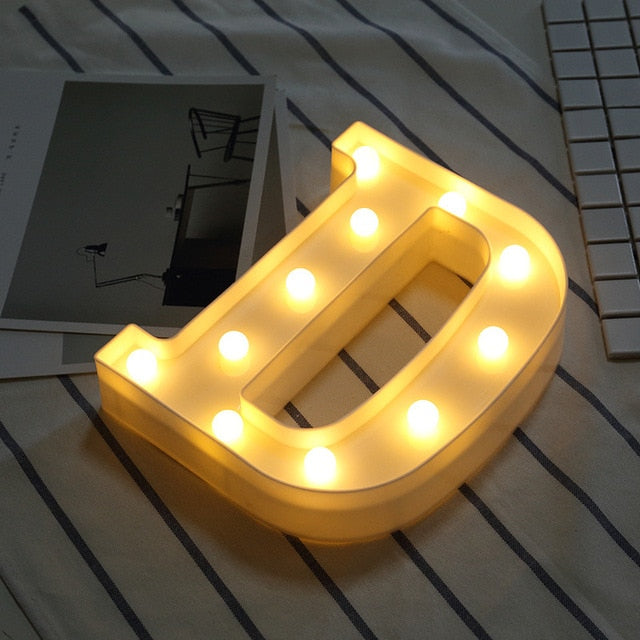 Luminous LED Letter Night Light Creative 26 English Alphabet Number Battery Lamp Romantic Wedding Party Decoration - disneytoys