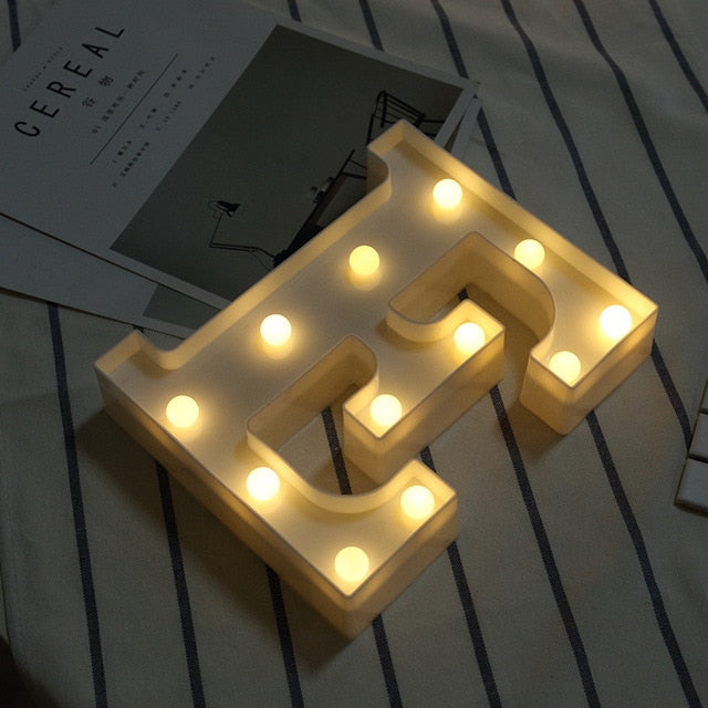 Luminous LED Letter Night Light Creative 26 English Alphabet Number Battery Lamp Romantic Wedding Party Decoration - disneytoys