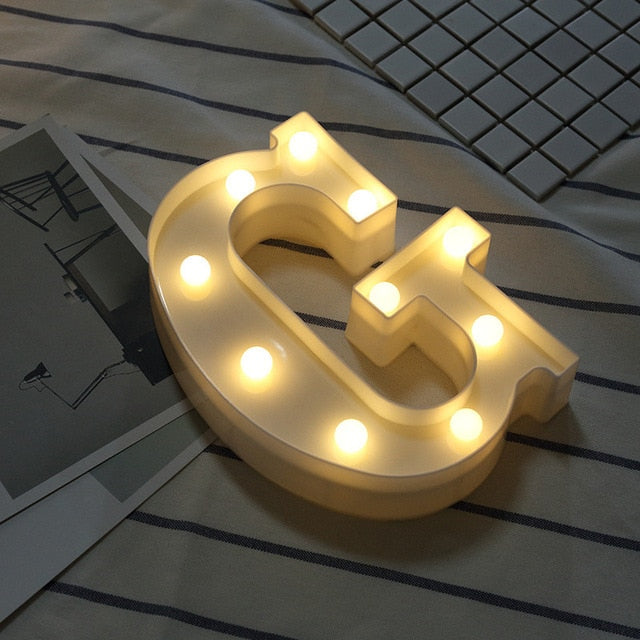 Luminous LED Letter Night Light Creative 26 English Alphabet Number Battery Lamp Romantic Wedding Party Decoration - disneytoys