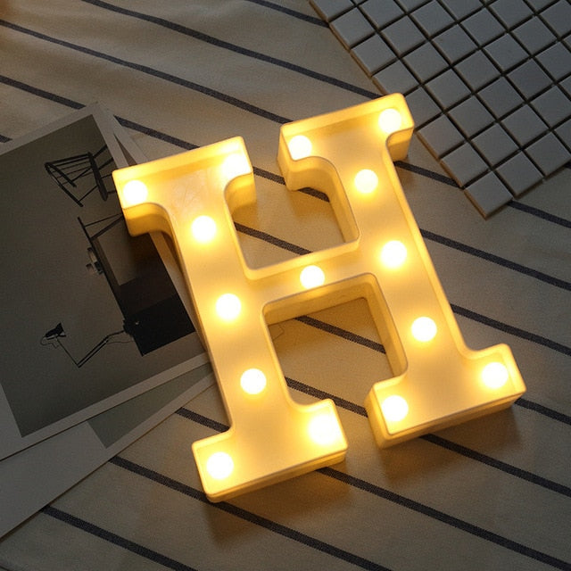 Luminous LED Letter Night Light Creative 26 English Alphabet Number Battery Lamp Romantic Wedding Party Decoration - disneytoys