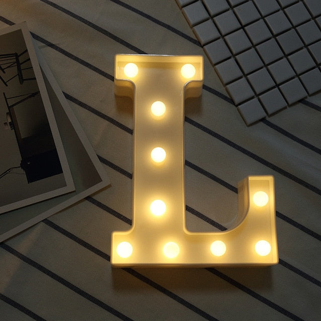 Luminous LED Letter Night Light Creative 26 English Alphabet Number Battery Lamp Romantic Wedding Party Decoration - disneytoys