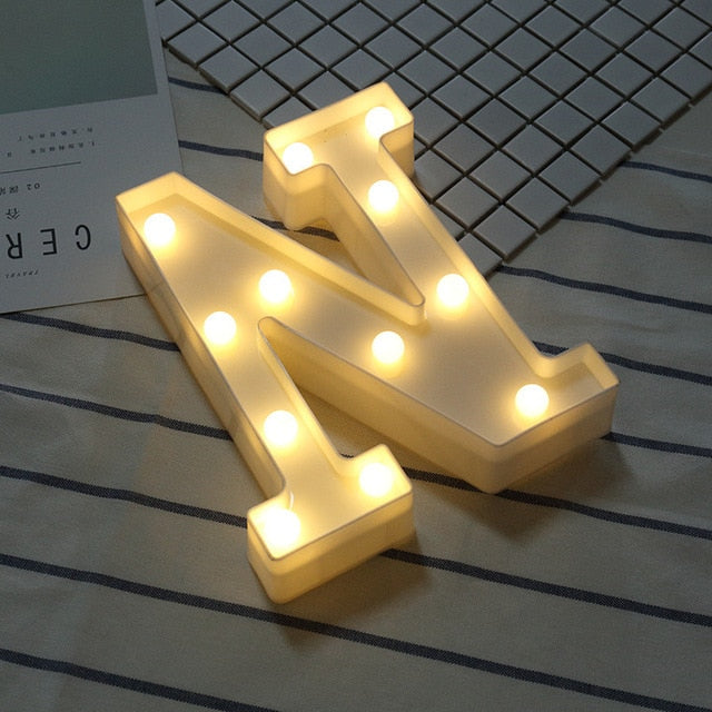 Luminous LED Letter Night Light Creative 26 English Alphabet Number Battery Lamp Romantic Wedding Party Decoration - disneytoys