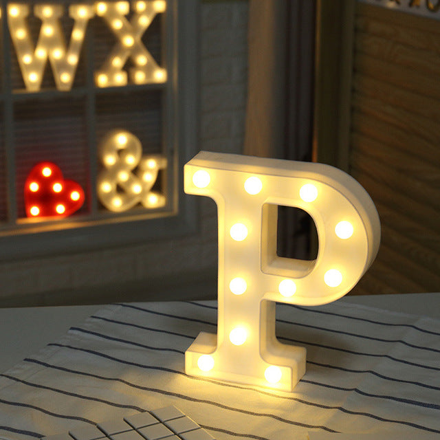 Luminous LED Letter Night Light Creative 26 English Alphabet Number Battery Lamp Romantic Wedding Party Decoration - disneytoys