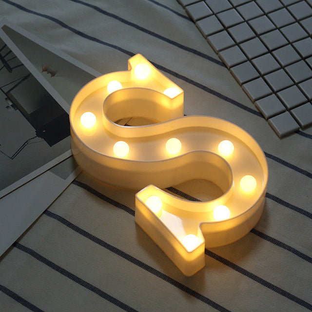 Luminous LED Letter Night Light Creative 26 English Alphabet Number Battery Lamp Romantic Wedding Party Decoration - disneytoys