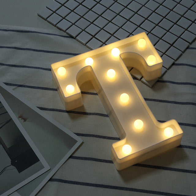 Luminous LED Letter Night Light Creative 26 English Alphabet Number Battery Lamp Romantic Wedding Party Decoration - disneytoys