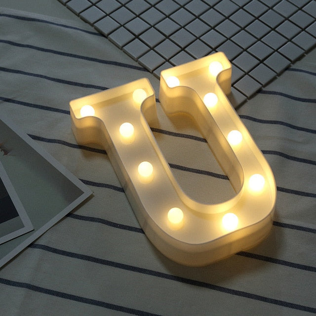 Luminous LED Letter Night Light Creative 26 English Alphabet Number Battery Lamp Romantic Wedding Party Decoration - disneytoys