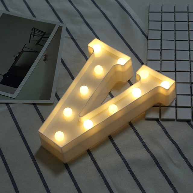 Luminous LED Letter Night Light Creative 26 English Alphabet Number Battery Lamp Romantic Wedding Party Decoration - disneytoys