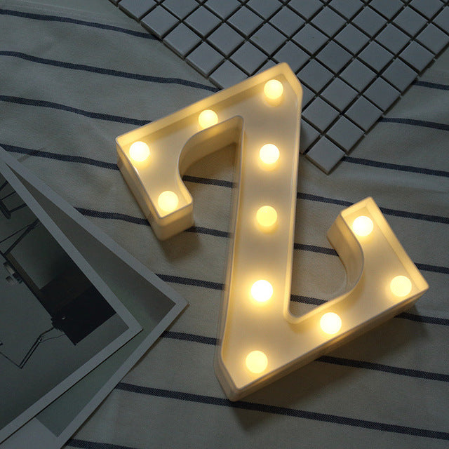 Luminous LED Letter Night Light Creative 26 English Alphabet Number Battery Lamp Romantic Wedding Party Decoration - disneytoys