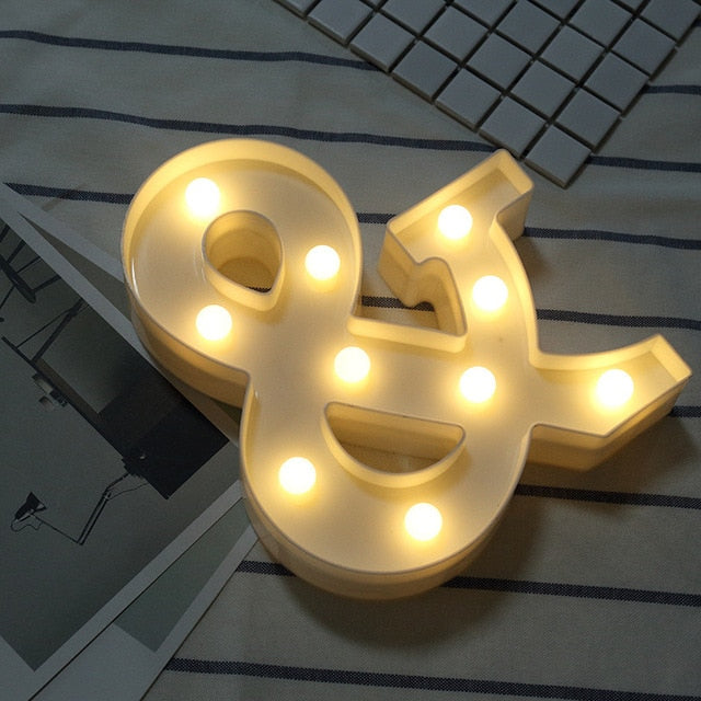 Luminous LED Letter Night Light Creative 26 English Alphabet Number Battery Lamp Romantic Wedding Party Decoration - disneytoys