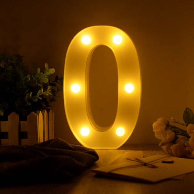 Luminous LED Letter Night Light Creative 26 English Alphabet Number Battery Lamp Romantic Wedding Party Decoration - disneytoys