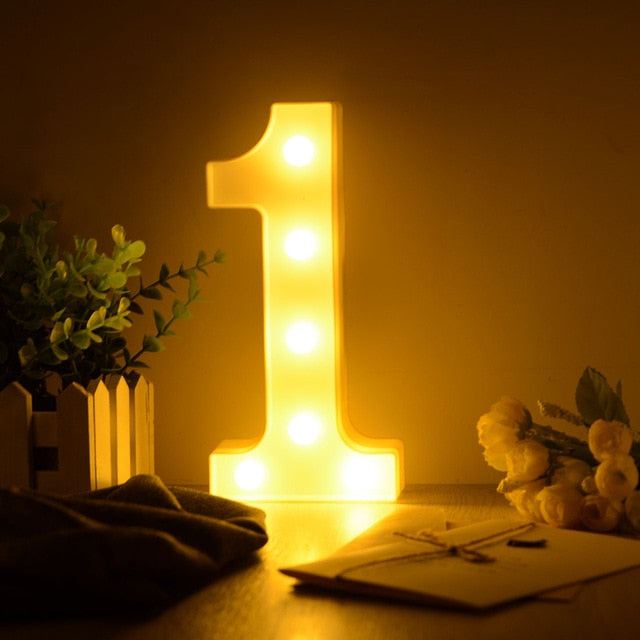 Luminous LED Letter Night Light Creative 26 English Alphabet Number Battery Lamp Romantic Wedding Party Decoration - disneytoys