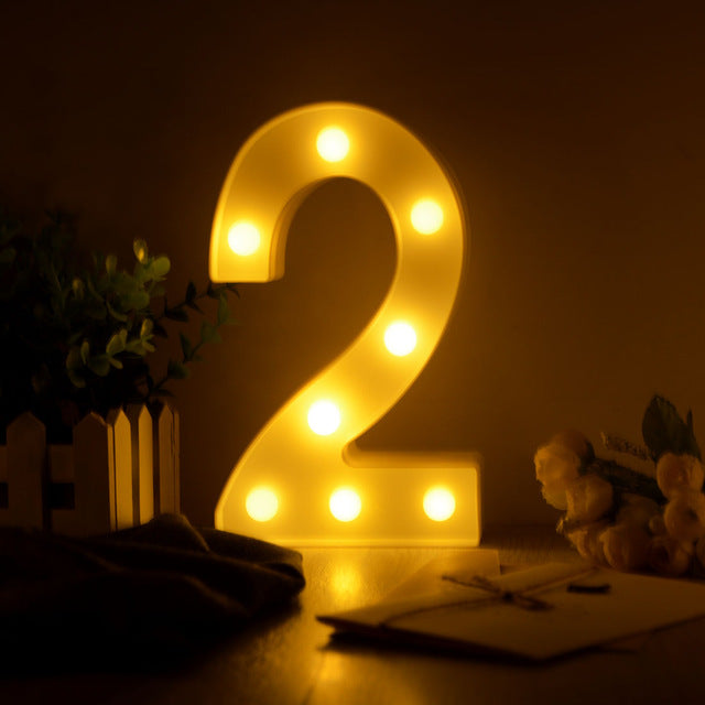 Luminous LED Letter Night Light Creative 26 English Alphabet Number Battery Lamp Romantic Wedding Party Decoration - disneytoys