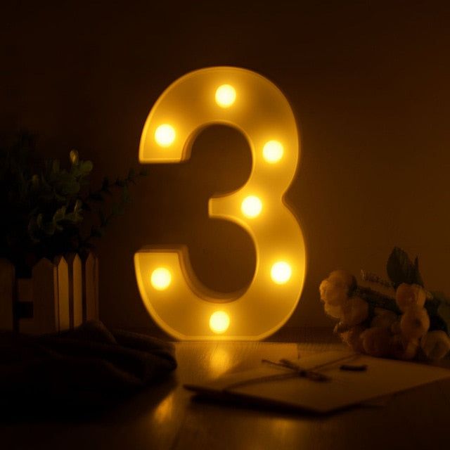 Luminous LED Letter Night Light Creative 26 English Alphabet Number Battery Lamp Romantic Wedding Party Decoration - disneytoys