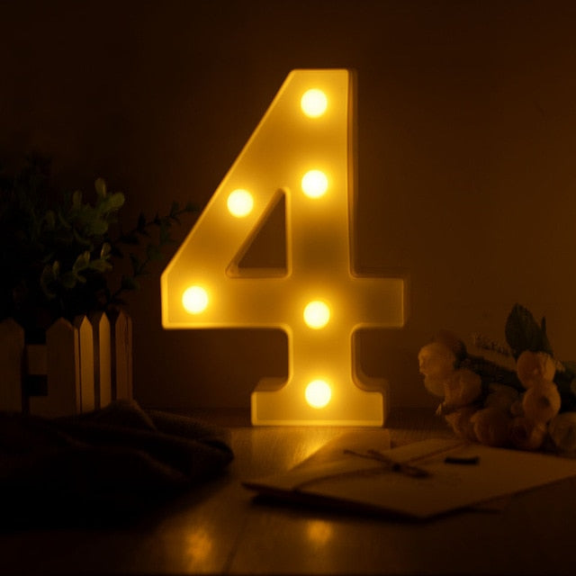 Luminous LED Letter Night Light Creative 26 English Alphabet Number Battery Lamp Romantic Wedding Party Decoration - disneytoys