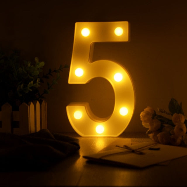 Luminous LED Letter Night Light Creative 26 English Alphabet Number Battery Lamp Romantic Wedding Party Decoration - disneytoys