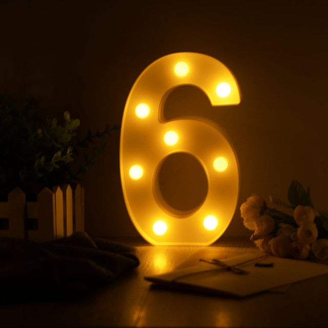 Luminous LED Letter Night Light Creative 26 English Alphabet Number Battery Lamp Romantic Wedding Party Decoration - disneytoys