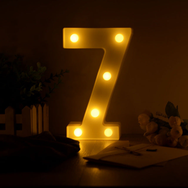 Luminous LED Letter Night Light Creative 26 English Alphabet Number Battery Lamp Romantic Wedding Party Decoration - disneytoys