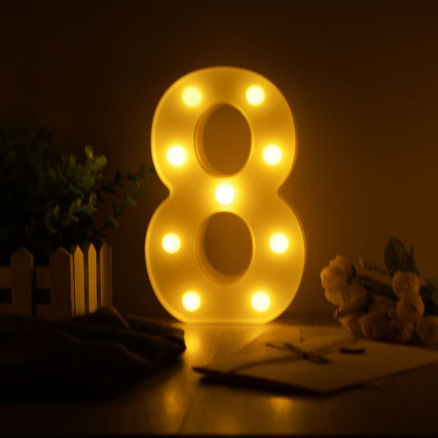 Luminous LED Letter Night Light Creative 26 English Alphabet Number Battery Lamp Romantic Wedding Party Decoration - disneytoys