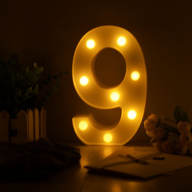 Luminous LED Letter Night Light Creative 26 English Alphabet Number Battery Lamp Romantic Wedding Party Decoration - disneytoys