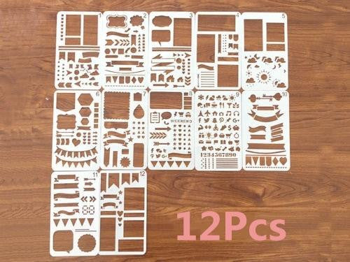 12/20pcs Bullet Journal Stencil Set Plastic Planner DIY Drawing Template Diary Planner Journal Notebook Diary Scrapbook - disneytoys