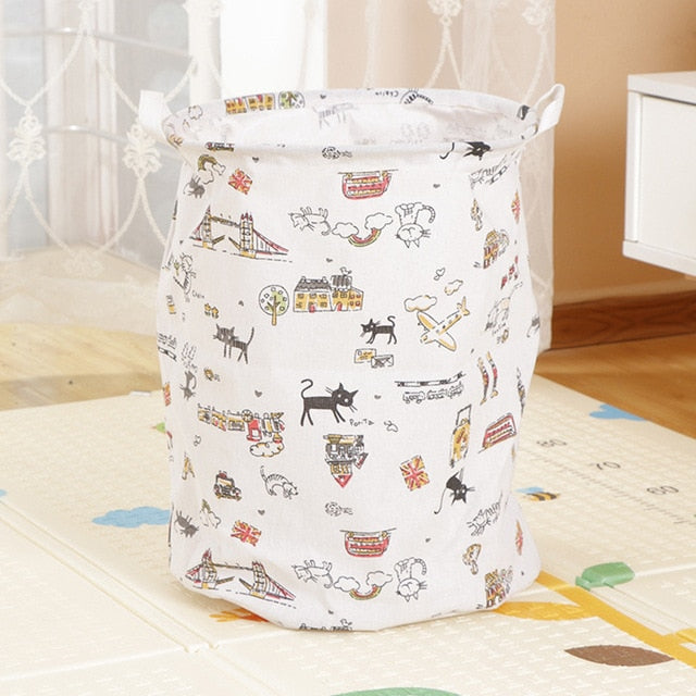 Foldable Laundry Basket Large Capacity Laundry Hamper Storage Bag Clothes Toy Picnic Printed Storage Organizer Bucket - disneytoys