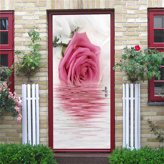 3D Door Sticker Wood Adhesive Waterproof Wallpaper for Doors Living Room Bedroom Poster DIY Mural Decals Home Decor deursticker - disneytoys