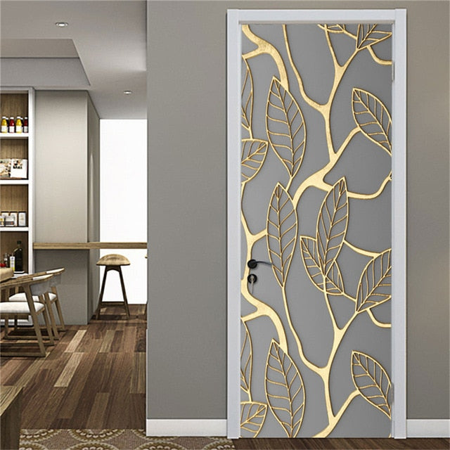 3D Door Sticker Wood Adhesive Waterproof Wallpaper for Doors Living Room Bedroom Poster DIY Mural Decals Home Decor deursticker - disneytoys