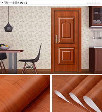 Wood Grain Door Sticker Waterproof Adhesive Wallpaper Wooden Door Renovation Cabinet Furniture Home Decor DIY Wall Mural Decals - disneytoys