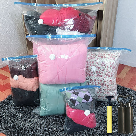 Air Vacuum Compressed Storage Bag Home Organizer Transparent Border Foldable Seal travel Saving Space Package Bags for clothes - disneytoys