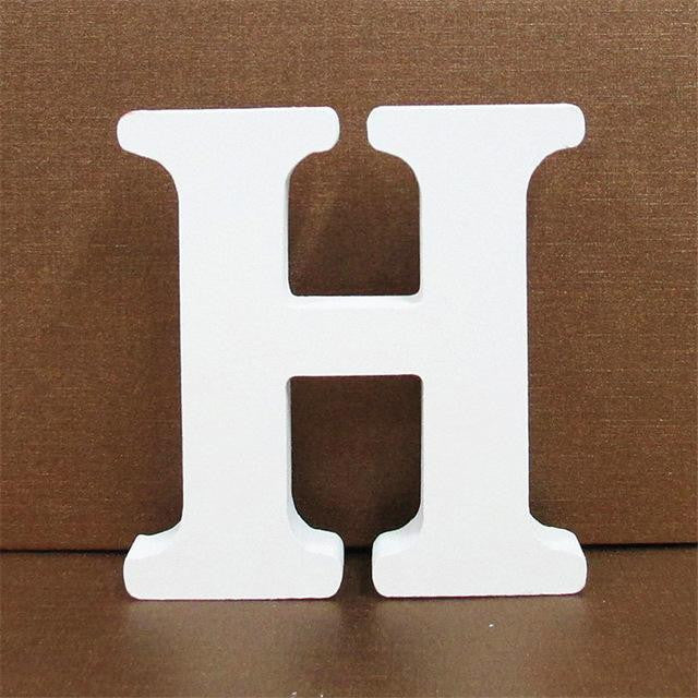 1pc 10CMX10CM White Wooden Letter English Alphabet DIY Personalised Name Design Art Craft Free Standing Heart Wedding Home Decor - disneytoys