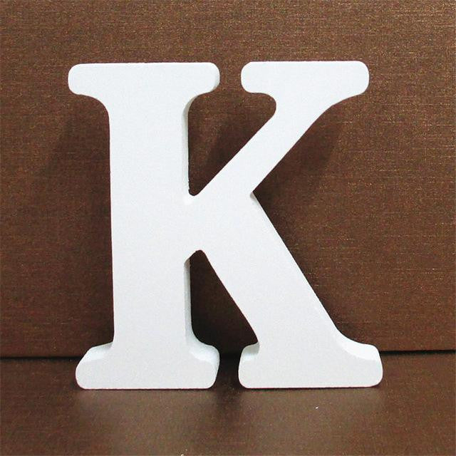 1pc 10CMX10CM White Wooden Letter English Alphabet DIY Personalised Name Design Art Craft Free Standing Heart Wedding Home Decor - disneytoys