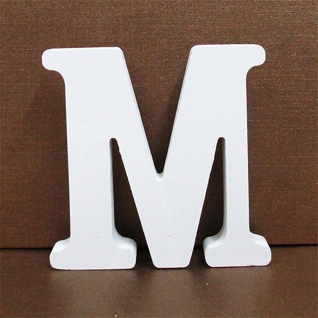 1pc 10CMX10CM White Wooden Letter English Alphabet DIY Personalised Name Design Art Craft Free Standing Heart Wedding Home Decor - disneytoys