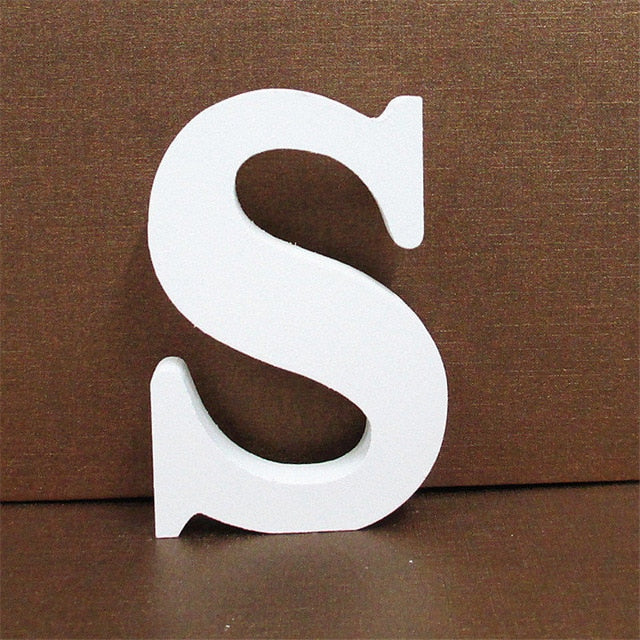 1pc 10CMX10CM White Wooden Letter English Alphabet DIY Personalised Name Design Art Craft Free Standing Heart Wedding Home Decor - disneytoys